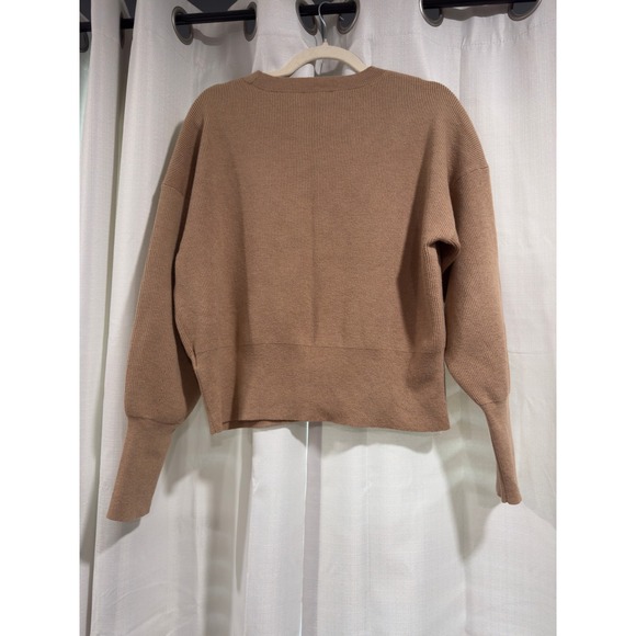 J.Crew Merino Wool Blend Ribbed Crewneck Sweater Camel Brown Womens Medium - Picture 6 of 6